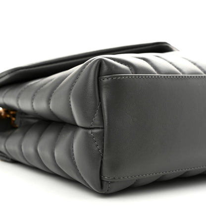 Saint Laurent Calfskin Y Quilted Monogram Small Loulou Chain Satchel Storm 9 of 10