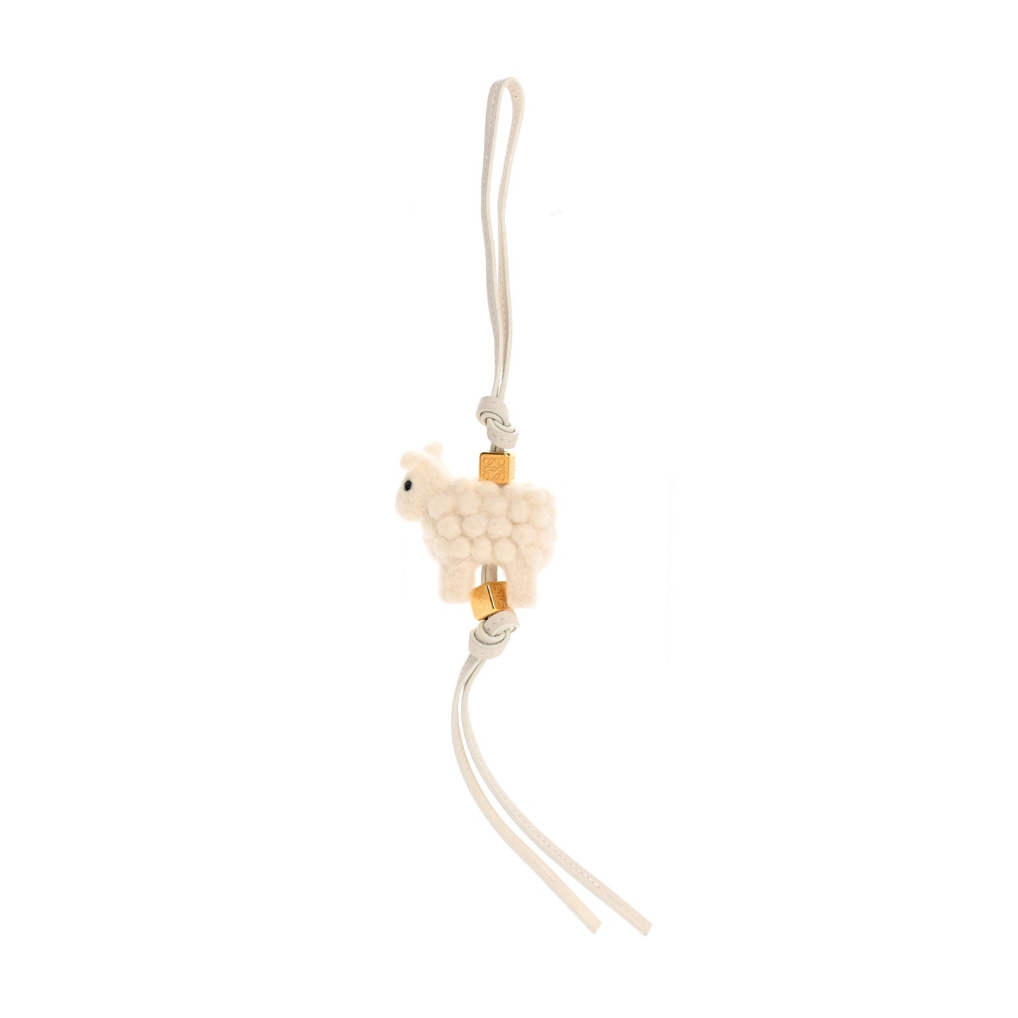 Calfskin Felt Sheep Bag Charm Soft White