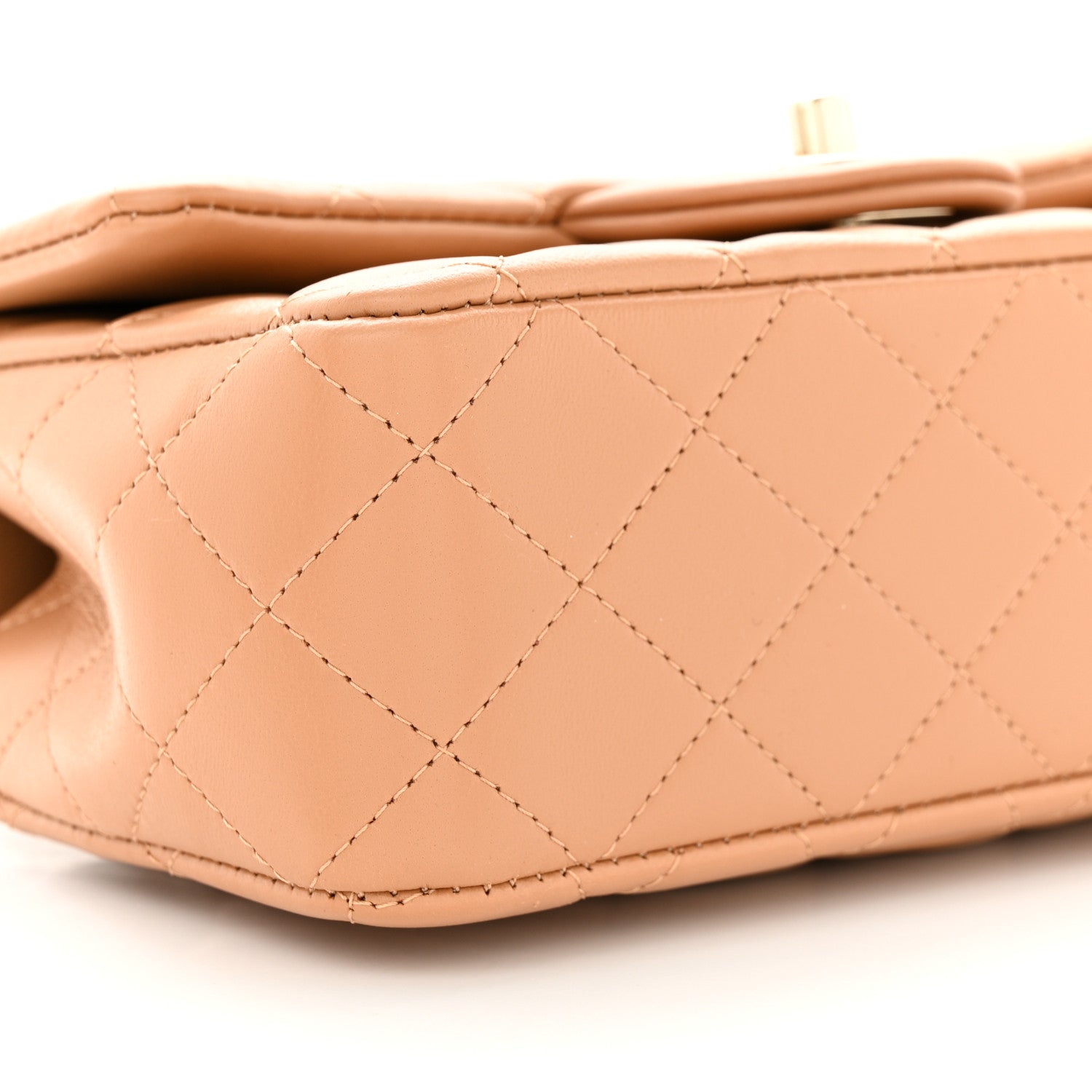 Chanel Lambskin Quilted Mini Top Handle Rectangular Flap Dark Beige 9 of 11
