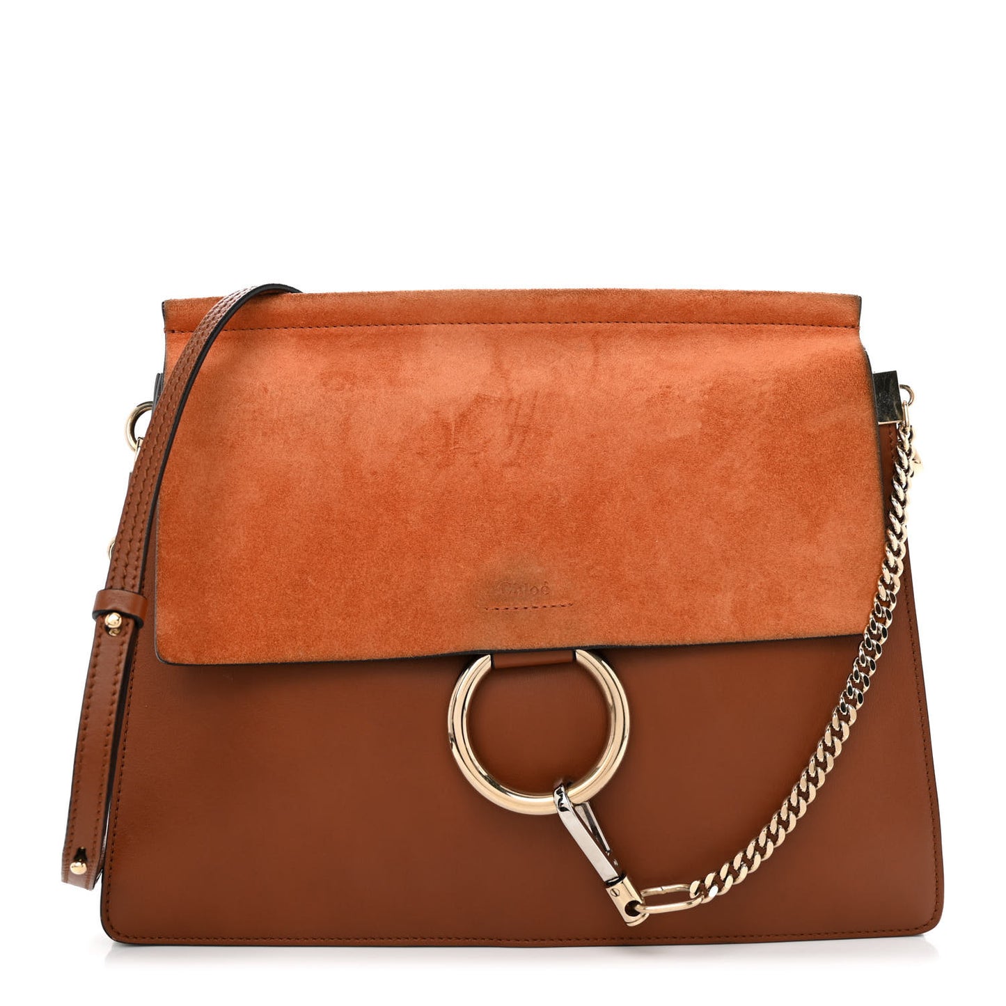 Suede Calfskin Medium Faye Shoulder Bag Tobacco
