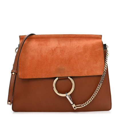 Chloe Suede Calfskin Medium Faye Shoulder Bag Tobacco 1 of 14