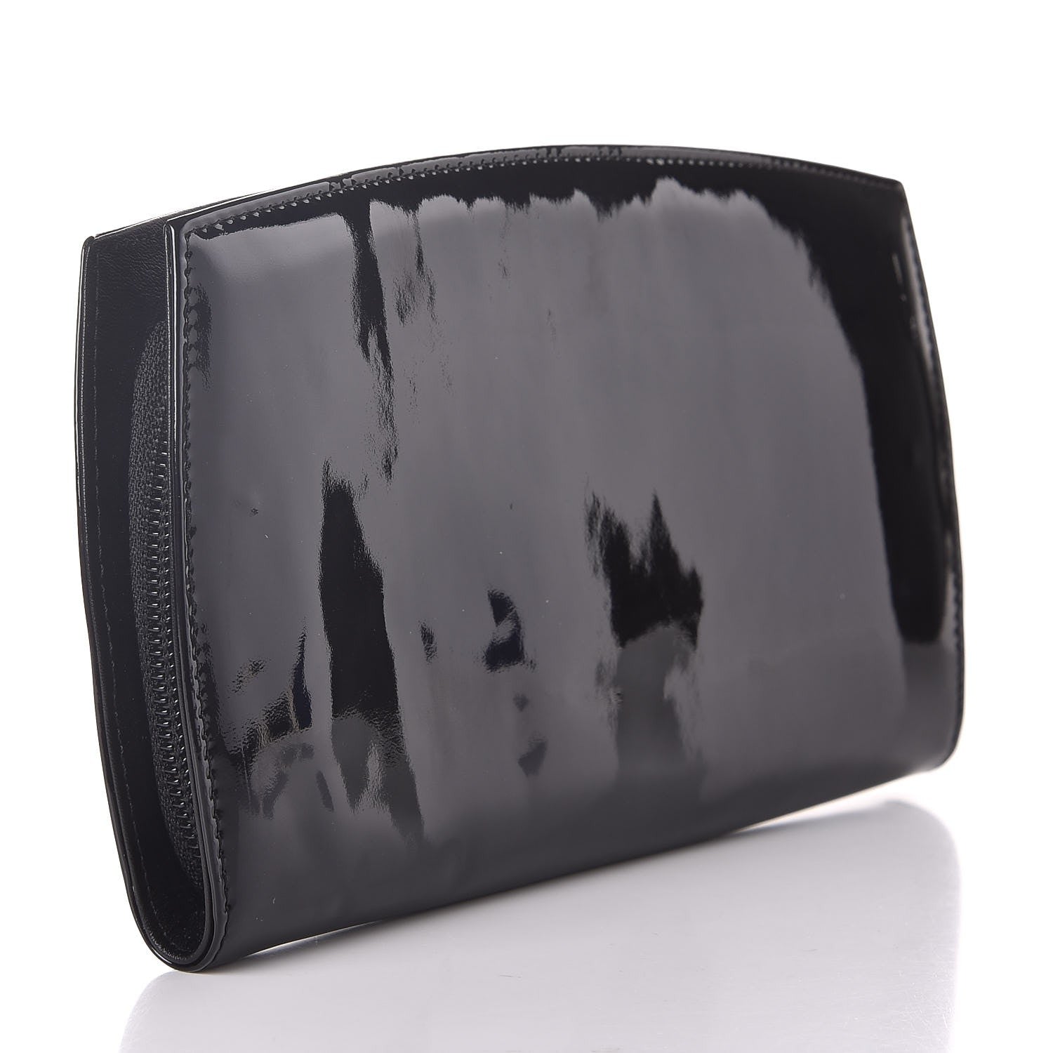Chanel Patent Large CC Compact Zip Gusset Wallet Black 5 of 9
