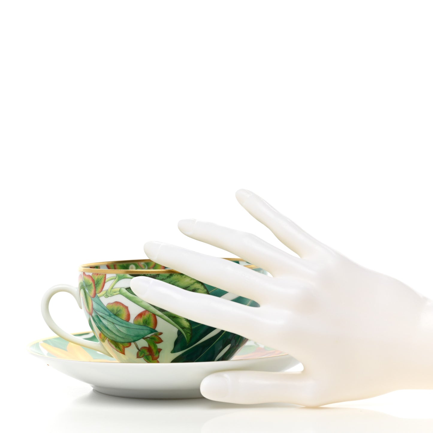 Porcelain Passifolia Tea Cup And Saucer Set Of 2