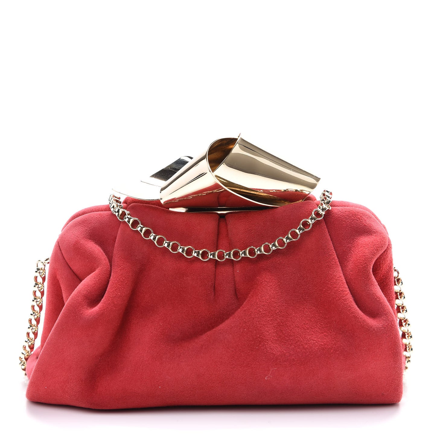 Suede Cara Chain Clutch Dahlia