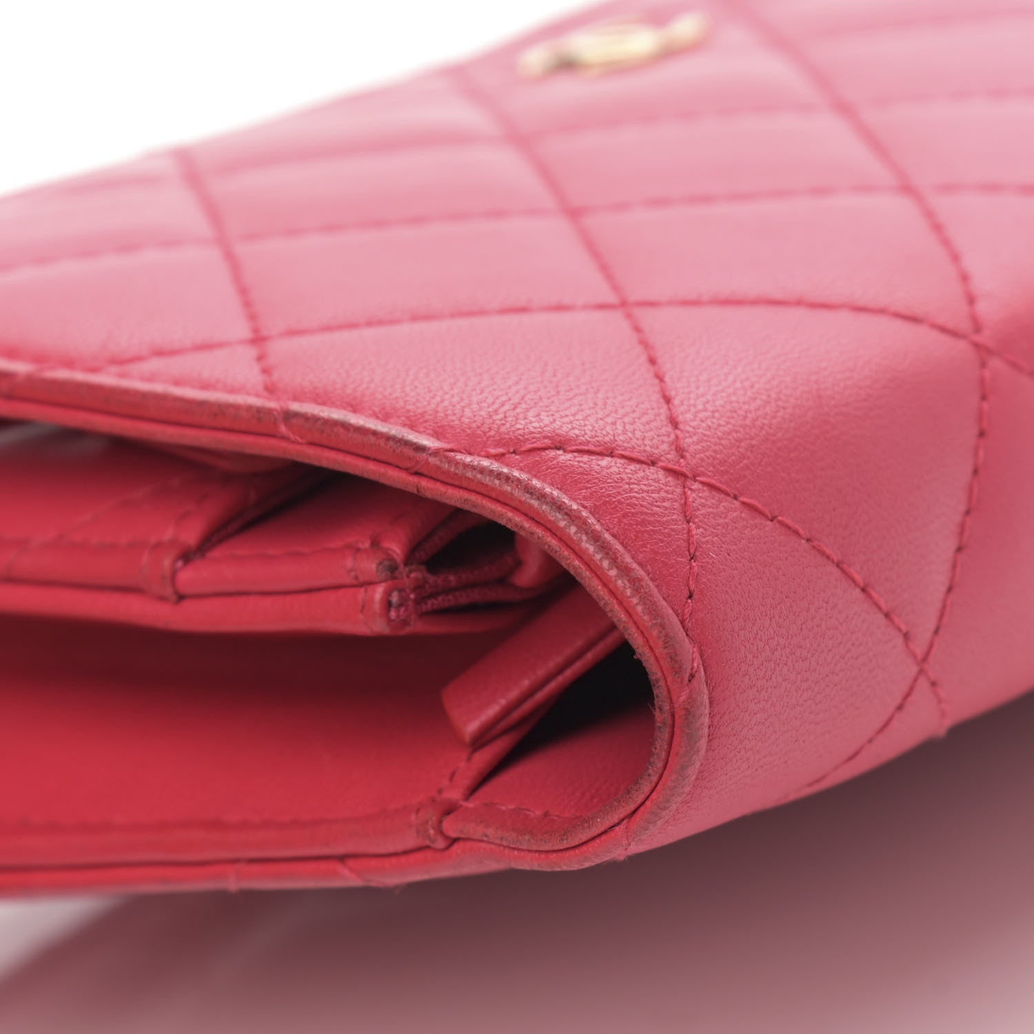Chanel Lambskin Quilted Wallet On Chain WOC Dark Pink 12 of 15