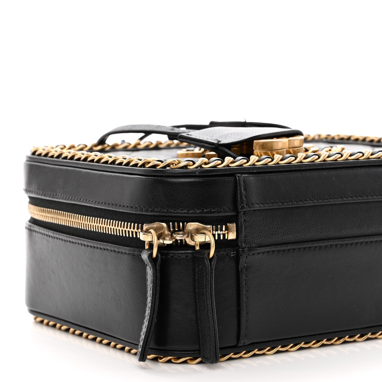 Goatskin Quilted Medium CC Filigree Vanity Case Black