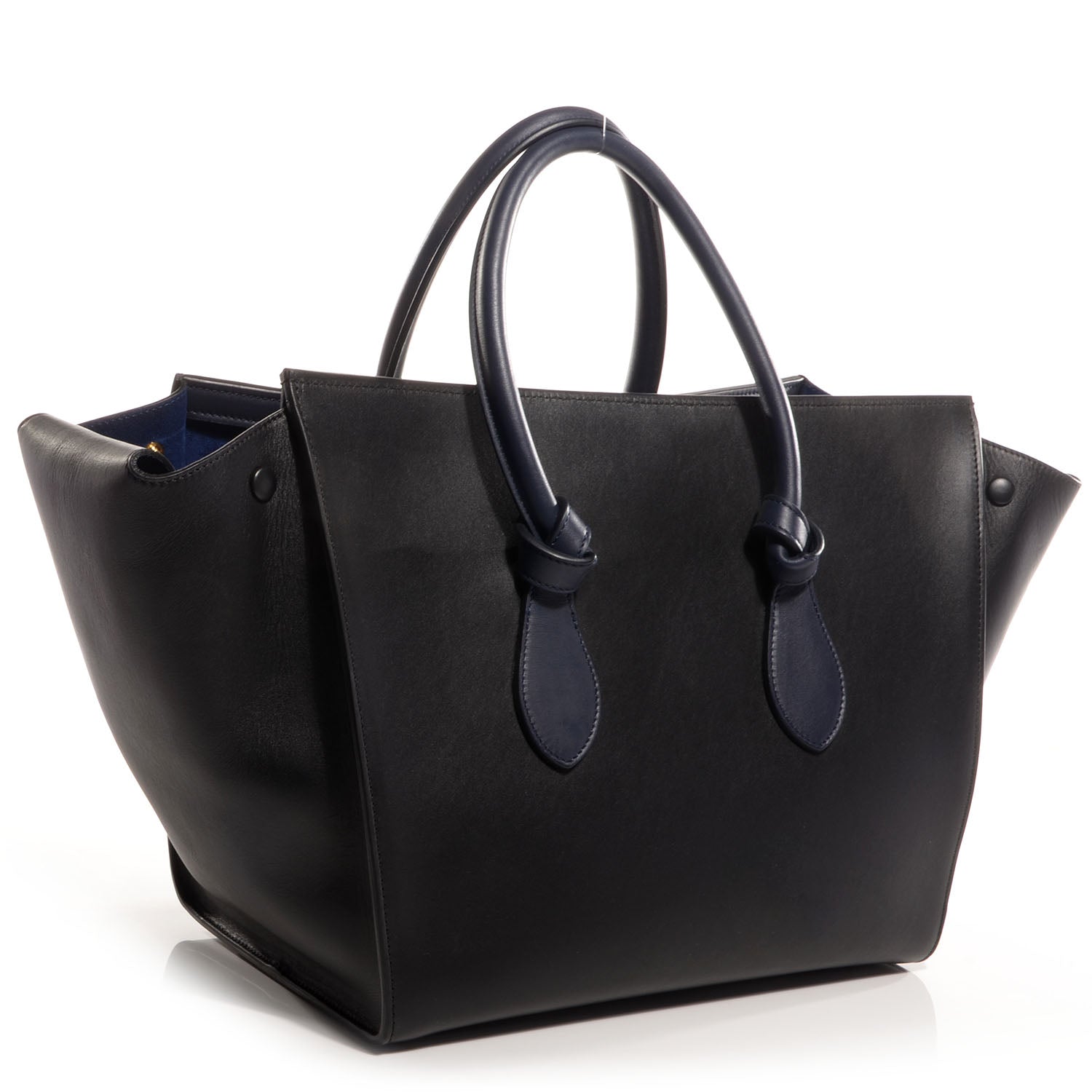 Celine Smooth Calfskin Large Bi-Color Tie Knot Tote Black Navy 3 of 9
