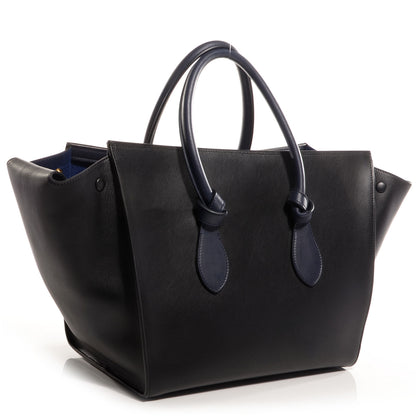 Celine Smooth Calfskin Large Bi-Color Tie Knot Tote Black Navy 3 of 9