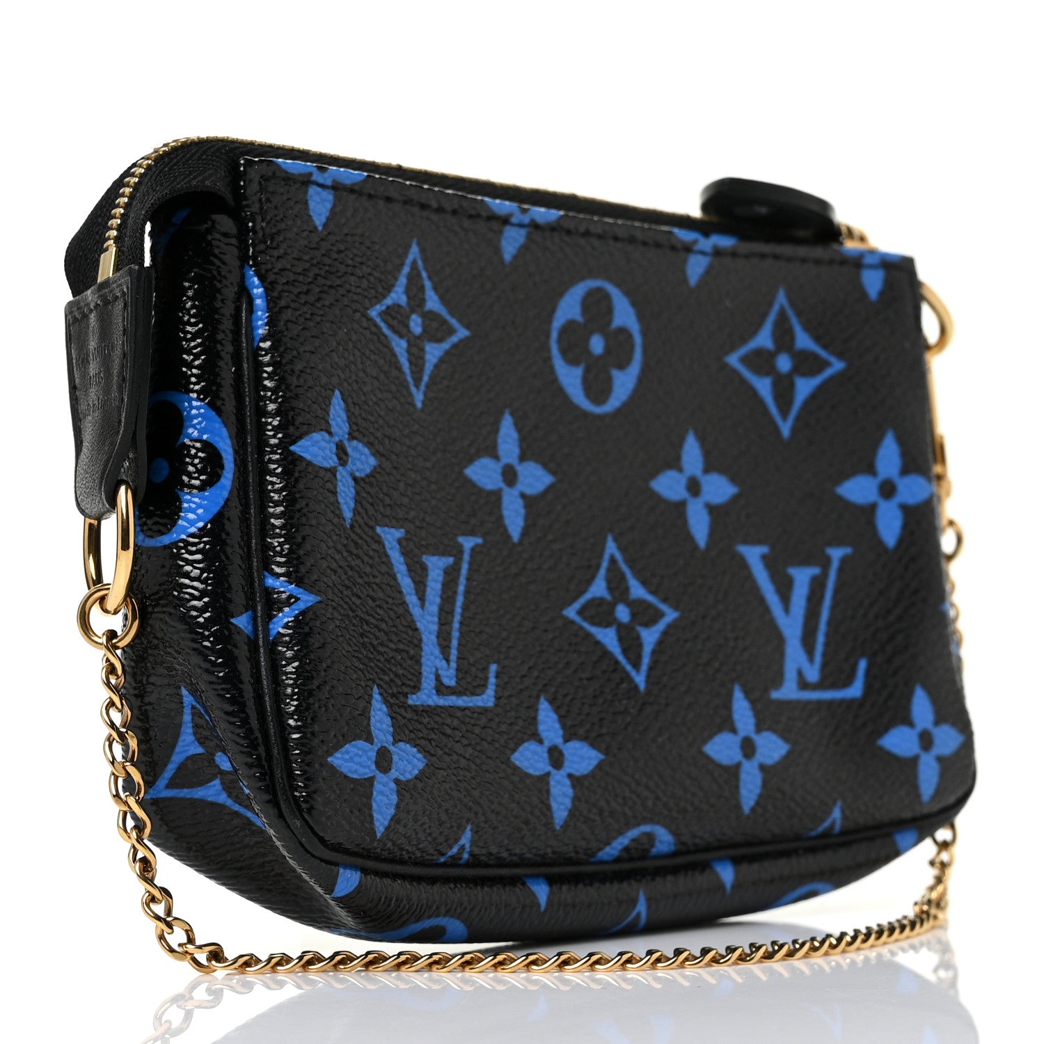 Louis Vuitton Colored Monogram Mini Pochette Accessories Blue Black 3 of 9