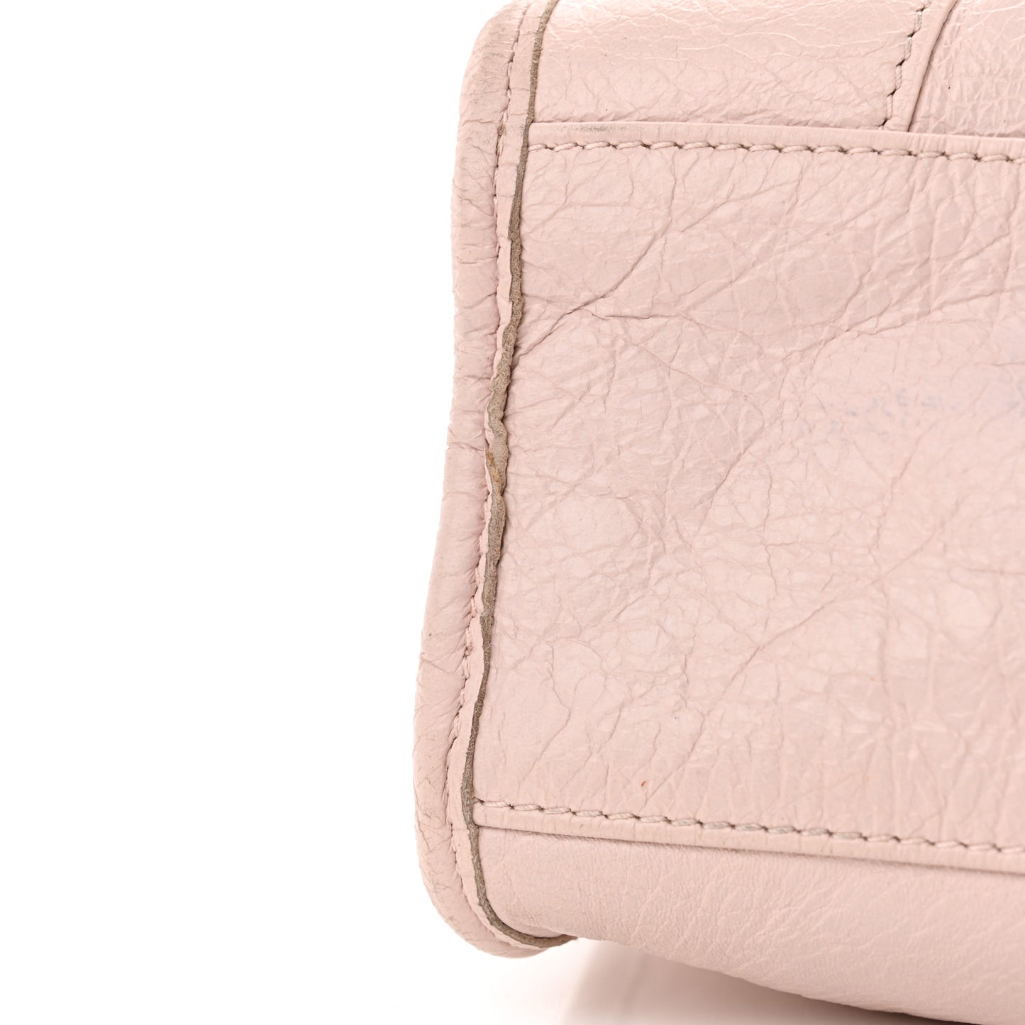 Agneau Classic Silver Hardware S City Logo Strap Light Rose White