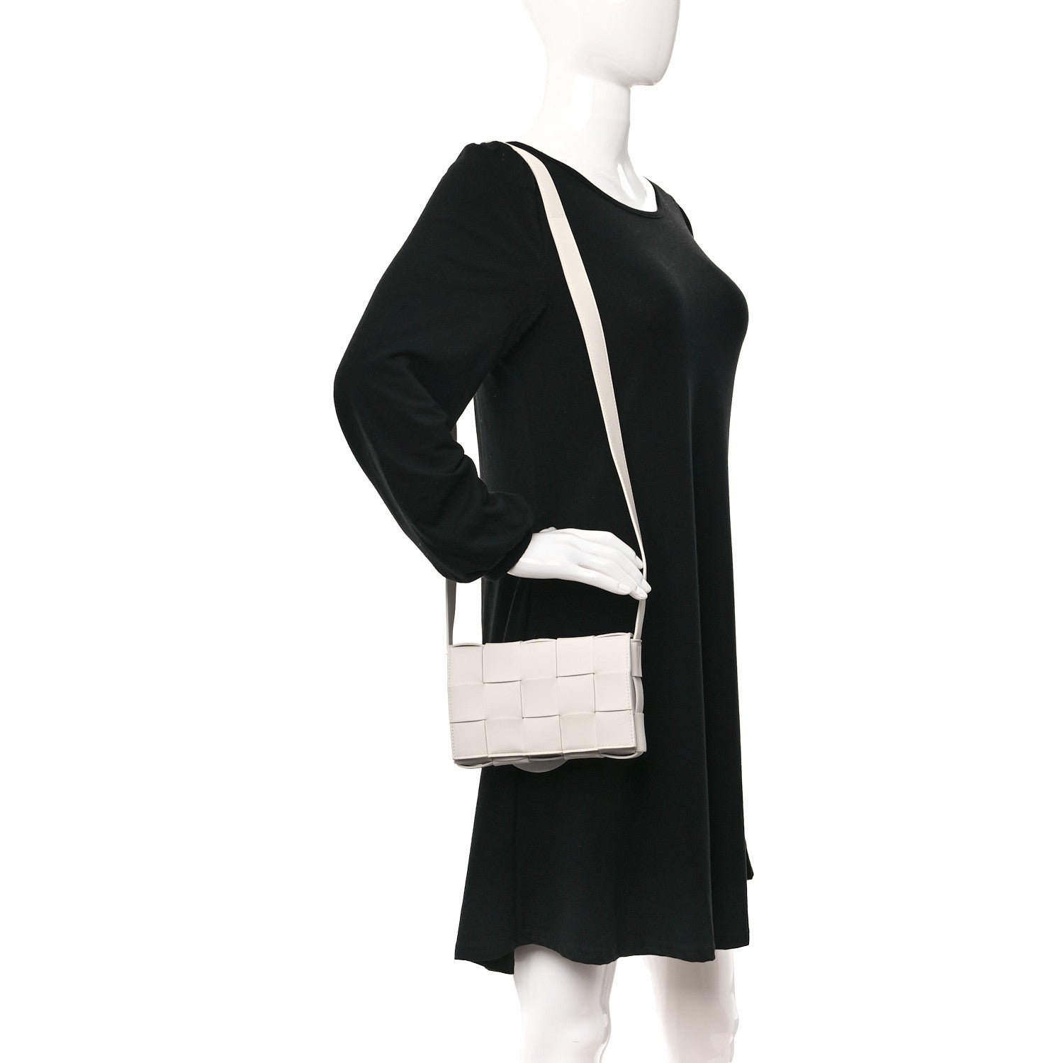 Bottega Veneta Lambskin Maxi Intrecciato Small Cassette Crossbody Bag White 2 of 11