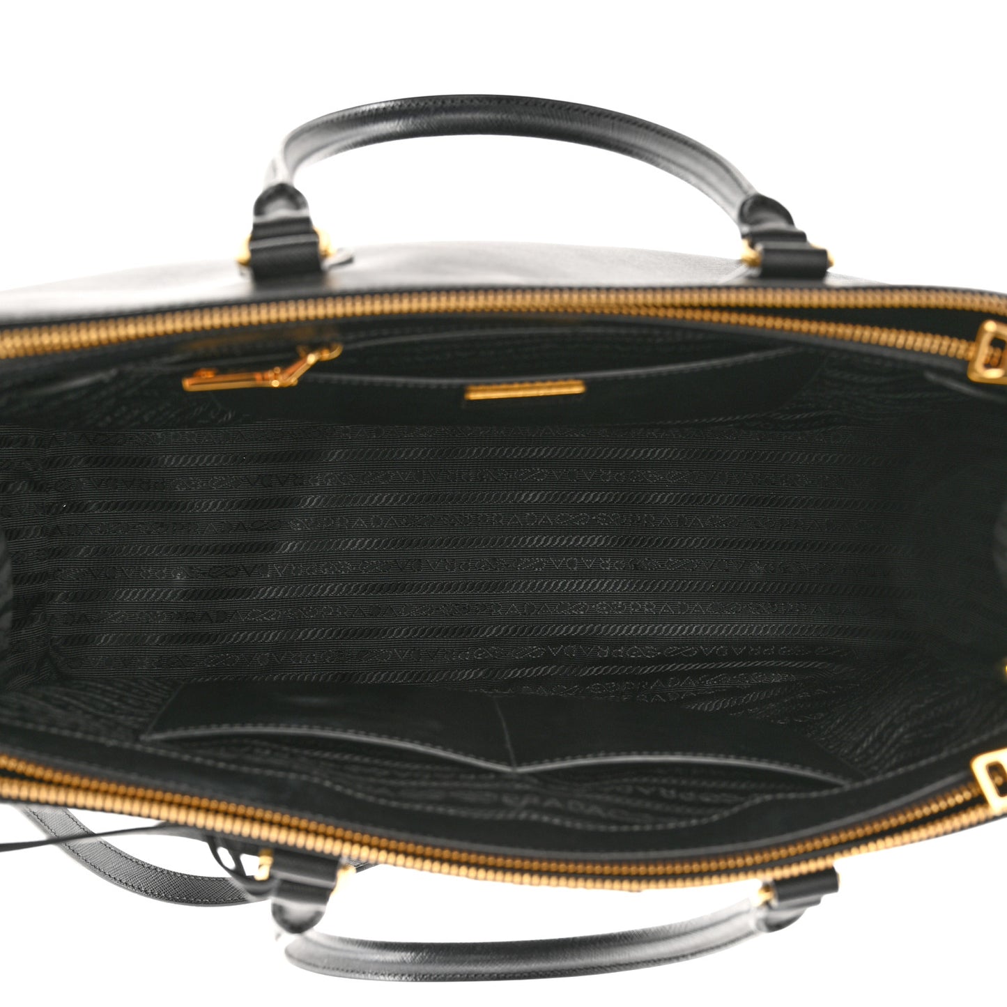 Saffiano Medium Galleria Double Zip Tote Black