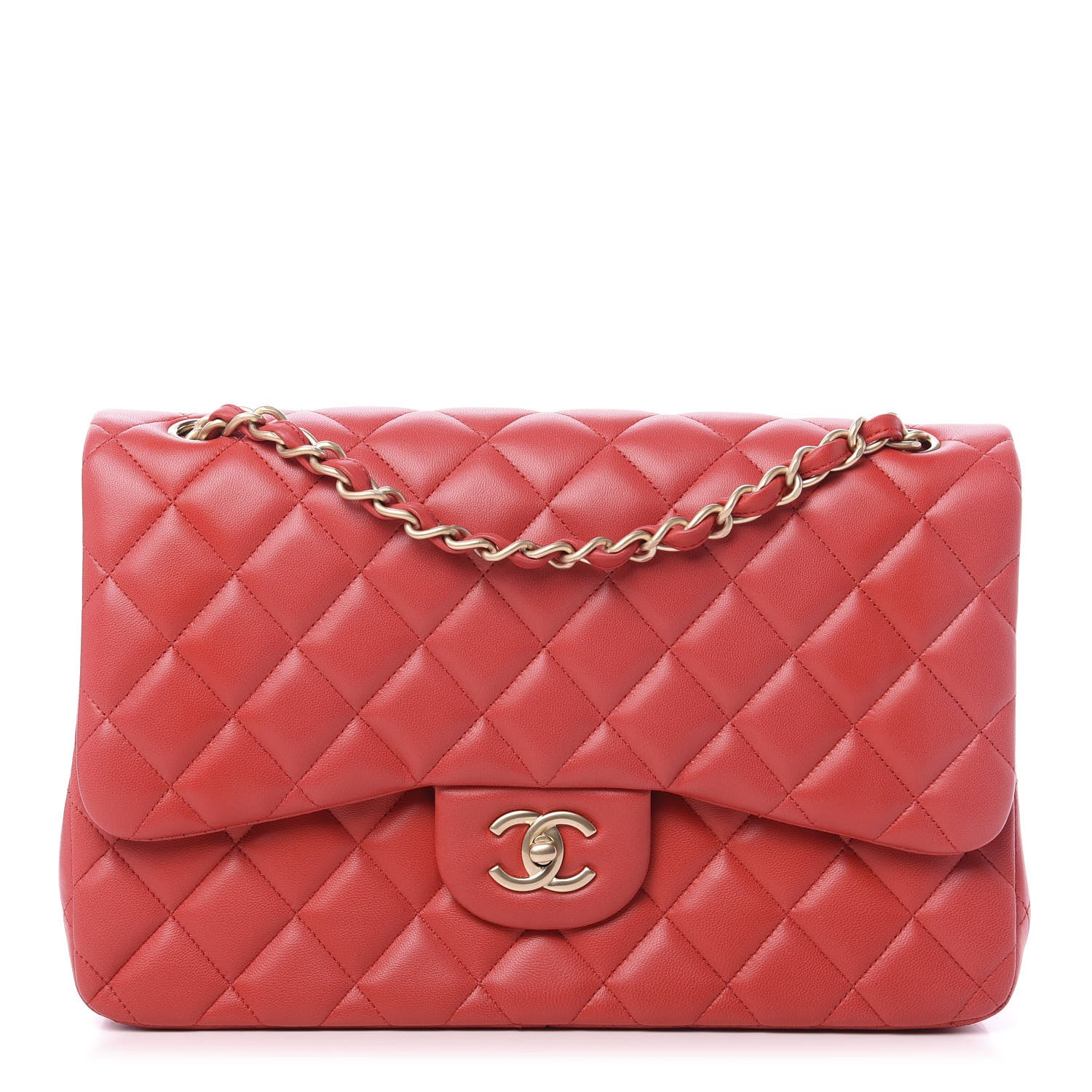 Chanel Lambskin Quilted Jumbo Double Flap Red 1 of 12