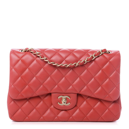 Chanel Lambskin Quilted Jumbo Double Flap Red 1 of 12