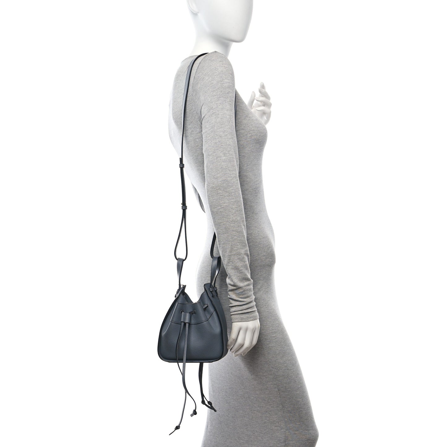 Soft Grained Calfskin Compact Hammock Shoulder Bag Grey