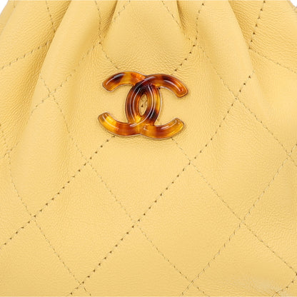 Chanel Lambskin Plexiglass Tortoise Shell Quilted Mini Pouch Yellow 8 of 10