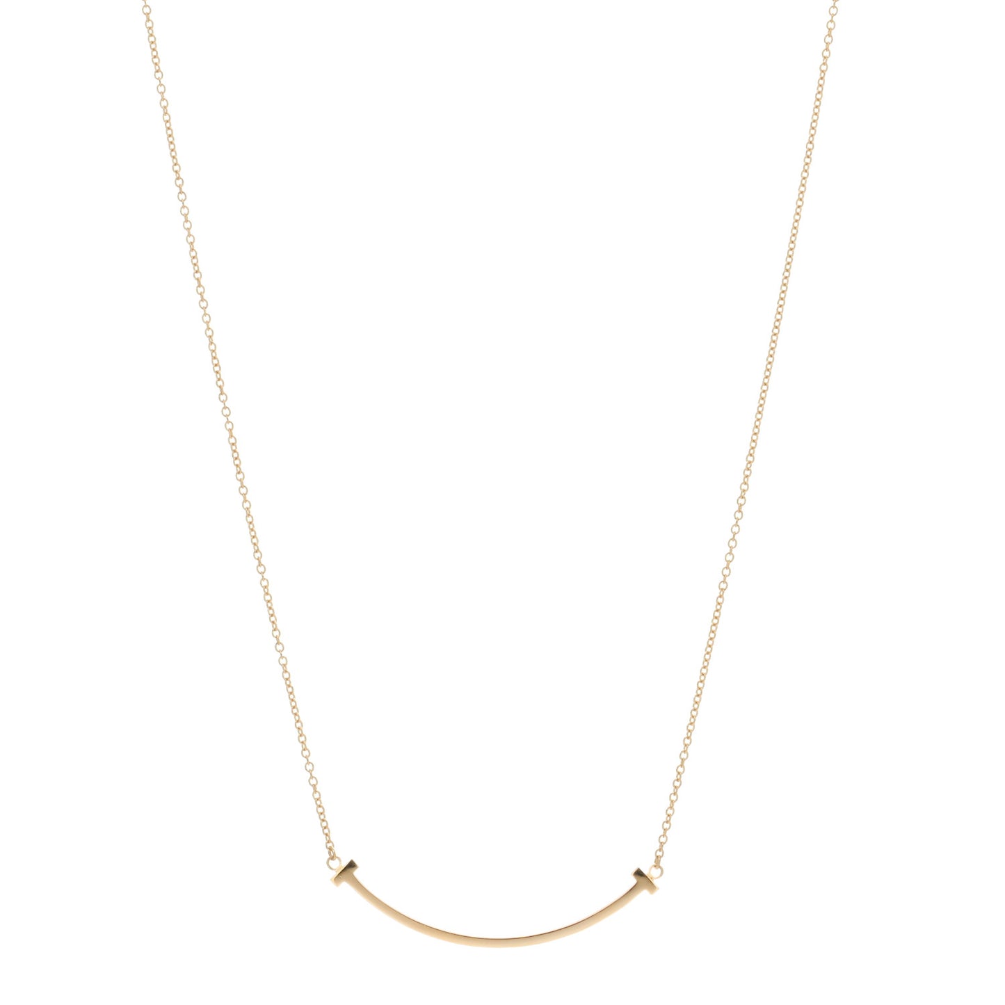 18K Yellow Gold Small T Smile Pendant Necklace