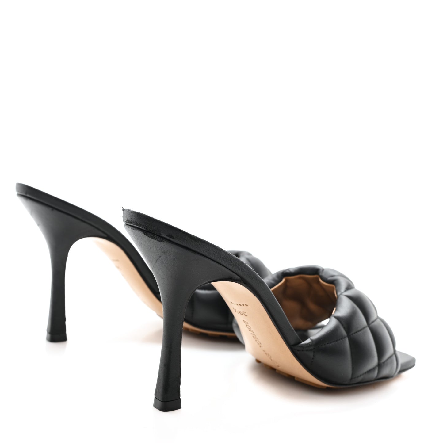 Nappa Matelasse Padded Mule Sandals 39.5 Black