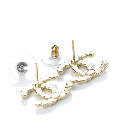 Chanel Resin Pearl Crystal CC Earrings Gold Black 4 of 4