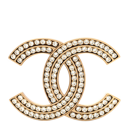 Chanel Metal Crystal Baguette CC Brooch Gold 1 of 5