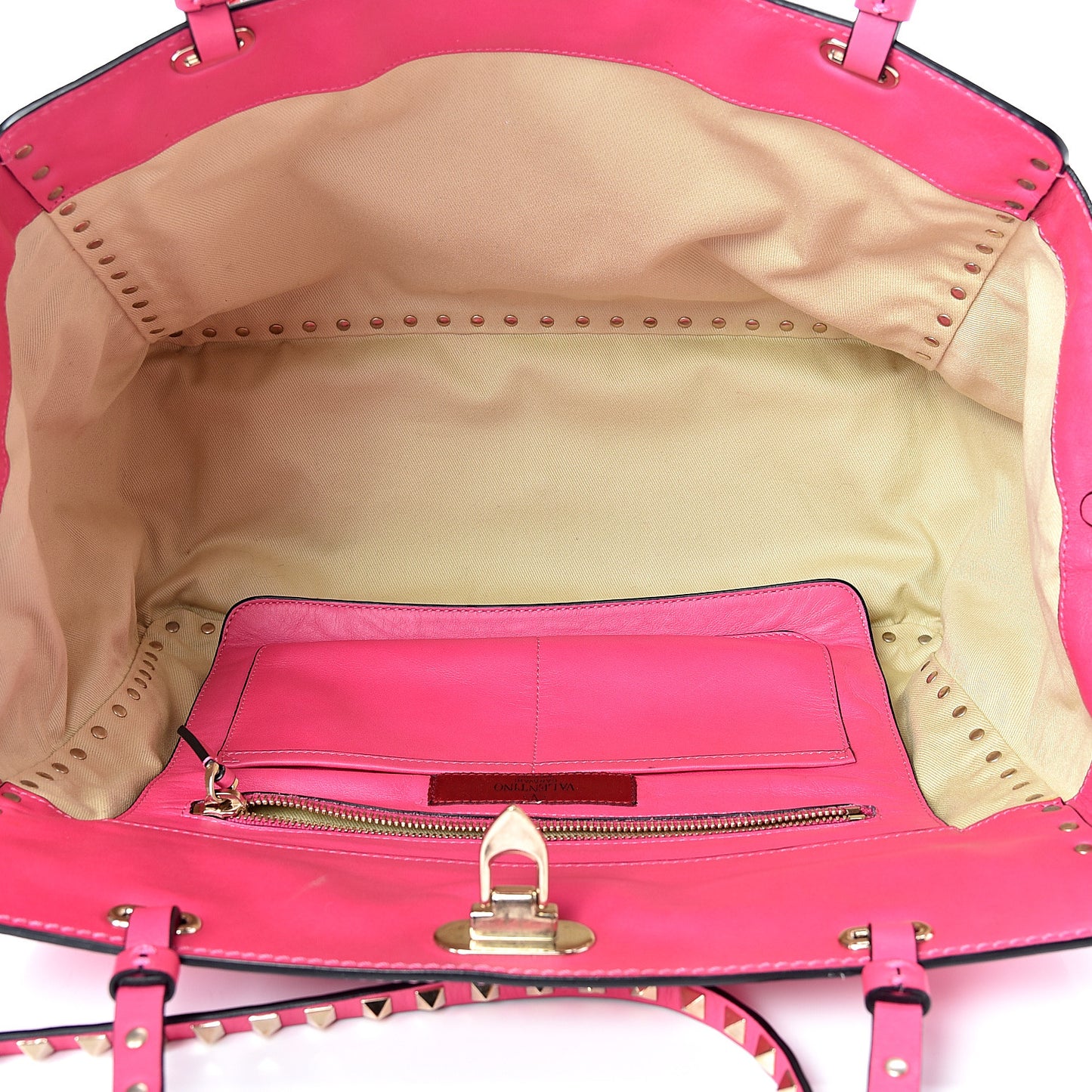 Vitello Medium Rockstud Tote Pop Fuxia