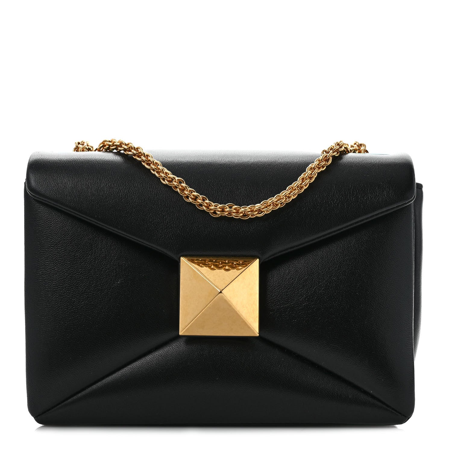 Valentino Garavani Nappa One Stud Chain Clutch Black 1 of 10