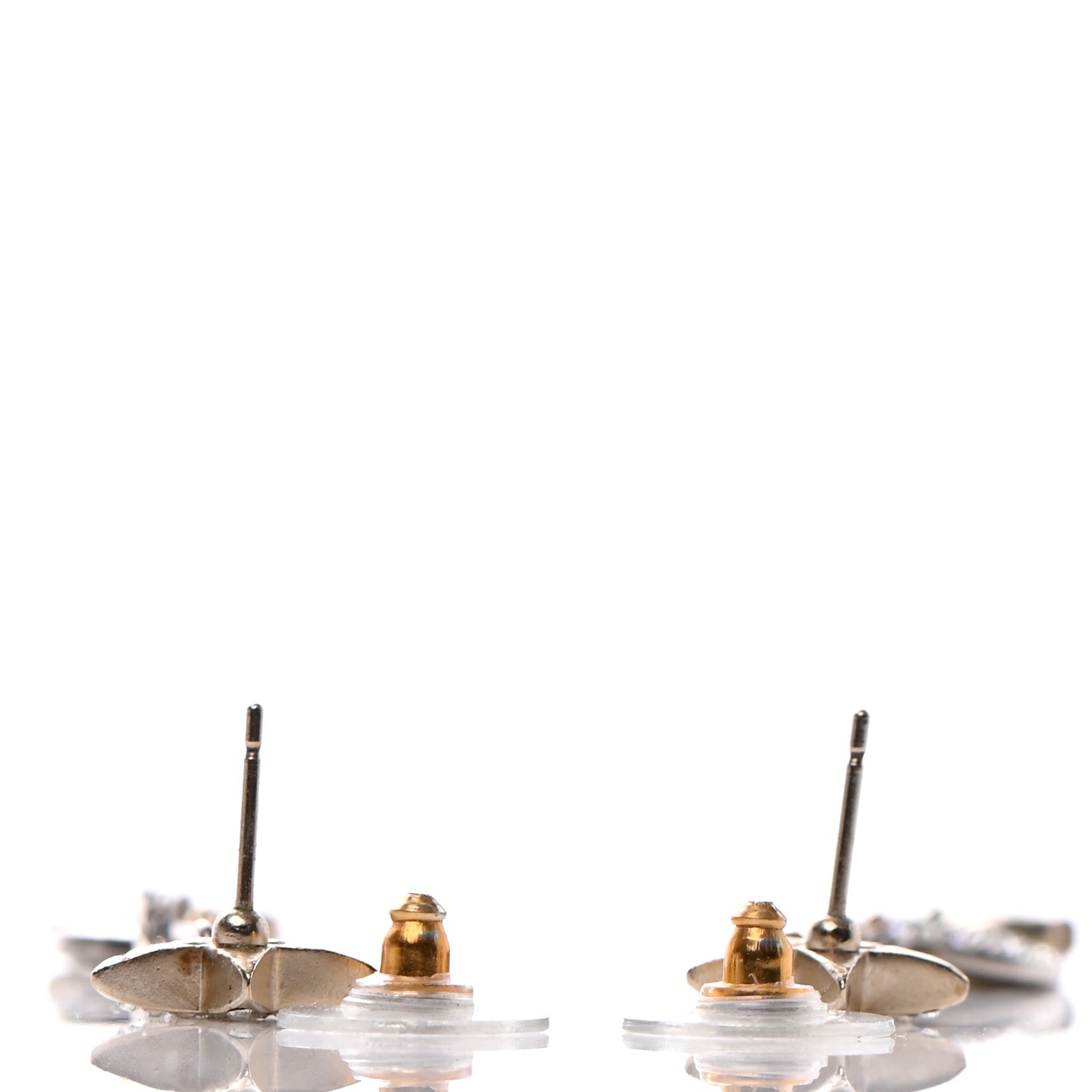 Chanel Crystal CC Star Moon Dangle Earrings Silver Gold 3 of 5