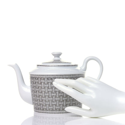 Hermes Porcelain Mosaique Au 24 Platine Coffee/Tea Pot Platinum 3 of 10