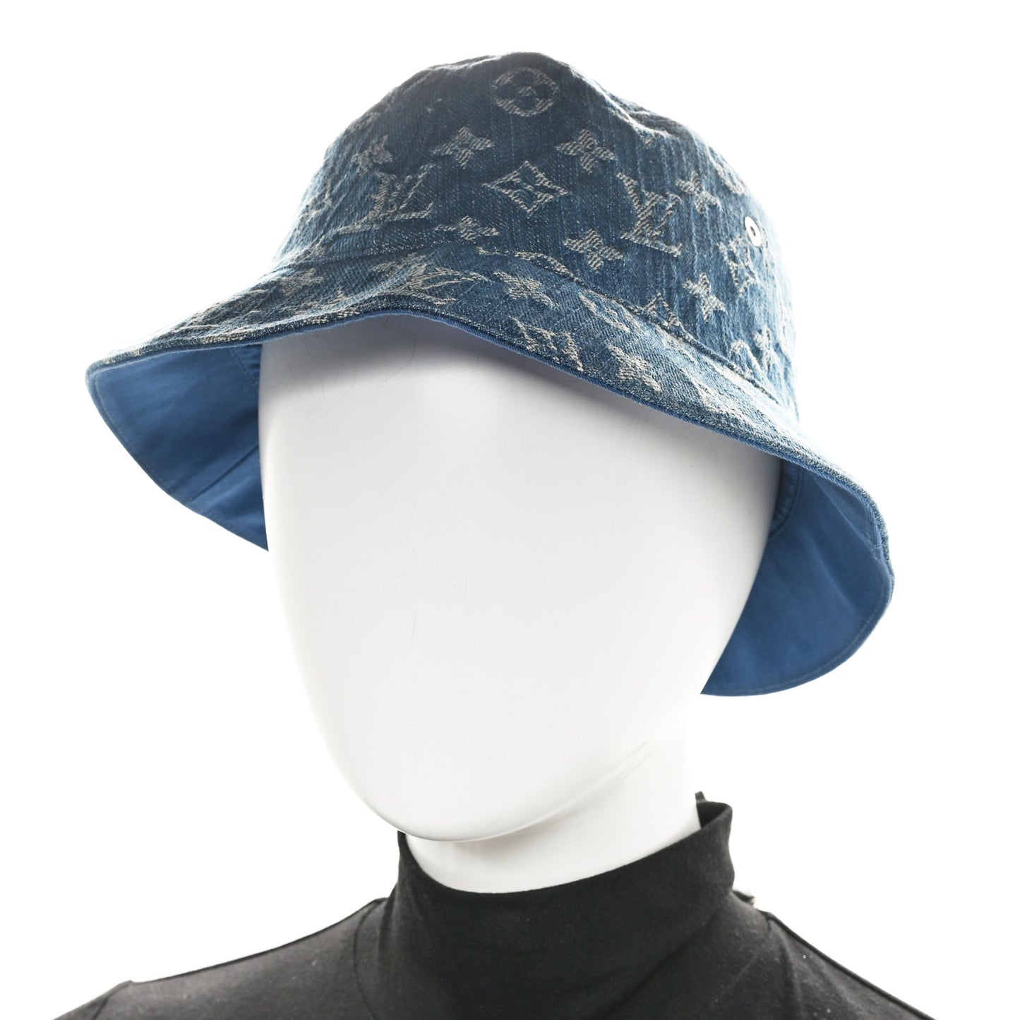 Monogram Denim Essential Bucket Hat Blue