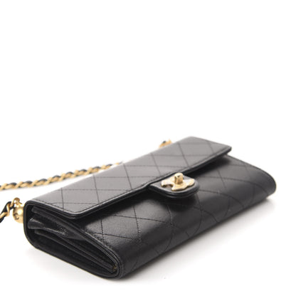 Chanel Goatskin Quilted Chic Pearls Clutch With Chain Black 4 of 12