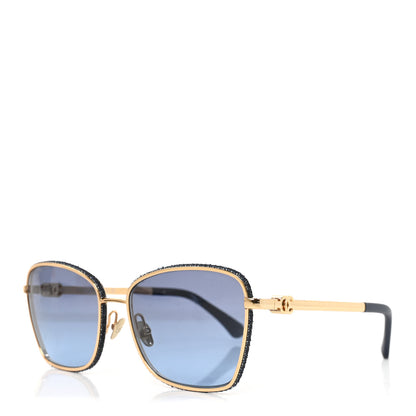 Chanel Metal Calfskin Denim Square Sunglasses 4289-Q Blue 1 of 7