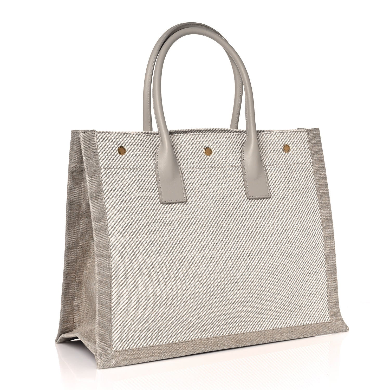 Saint Laurent Linen Calfskin Small Rive Gauche Tote Beige Sea Salt 2 of 9