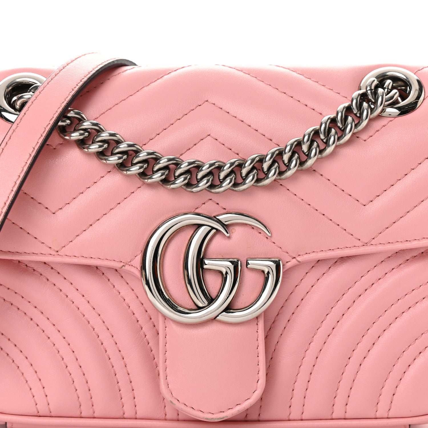 Gucci Calfskin Matelasse Mini GG Marmont Shoulder Bag Perfect Pink 8 of 21