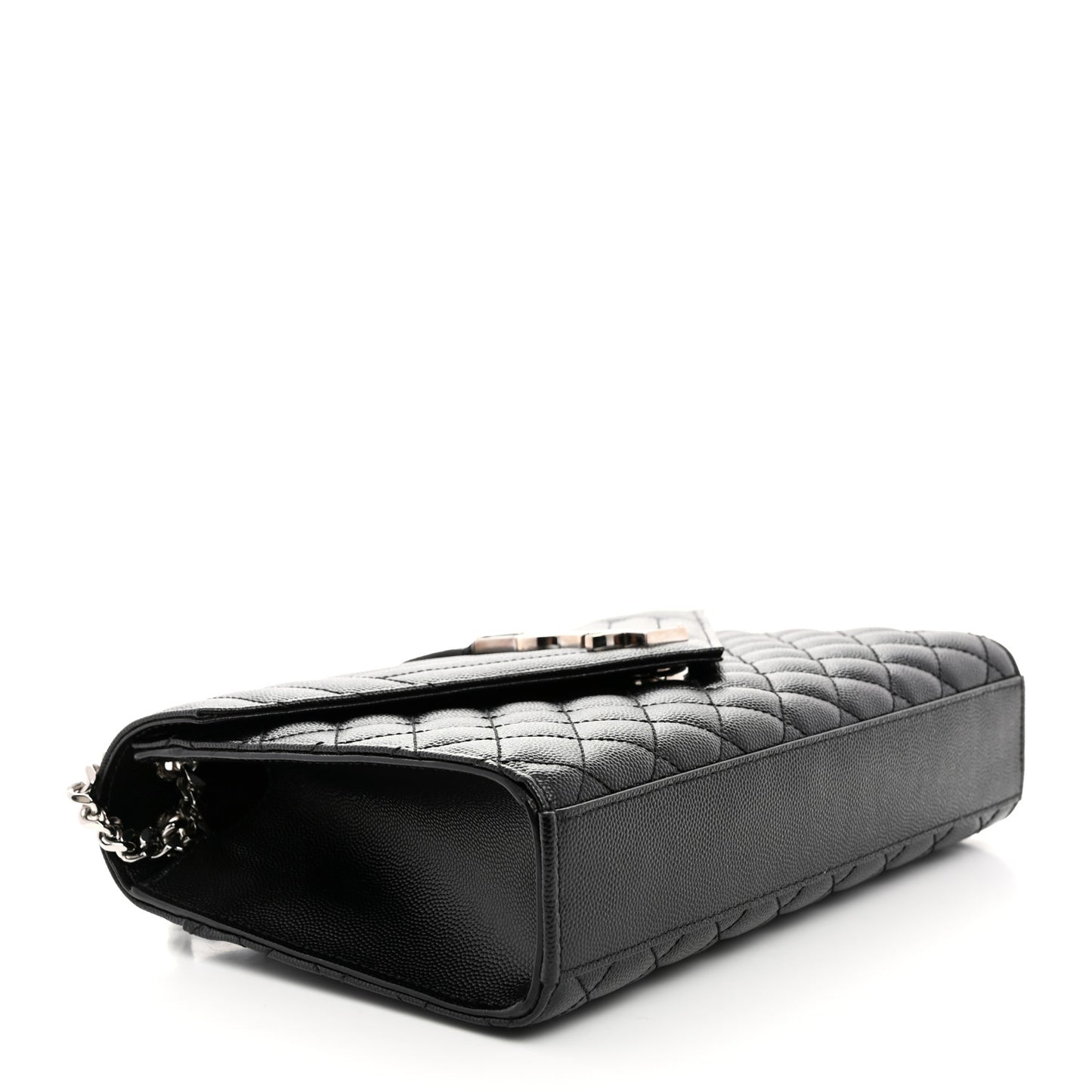 Grain De Poudre Textured Mixed Matelasse Triquilt Medium Monogram Satchel Black