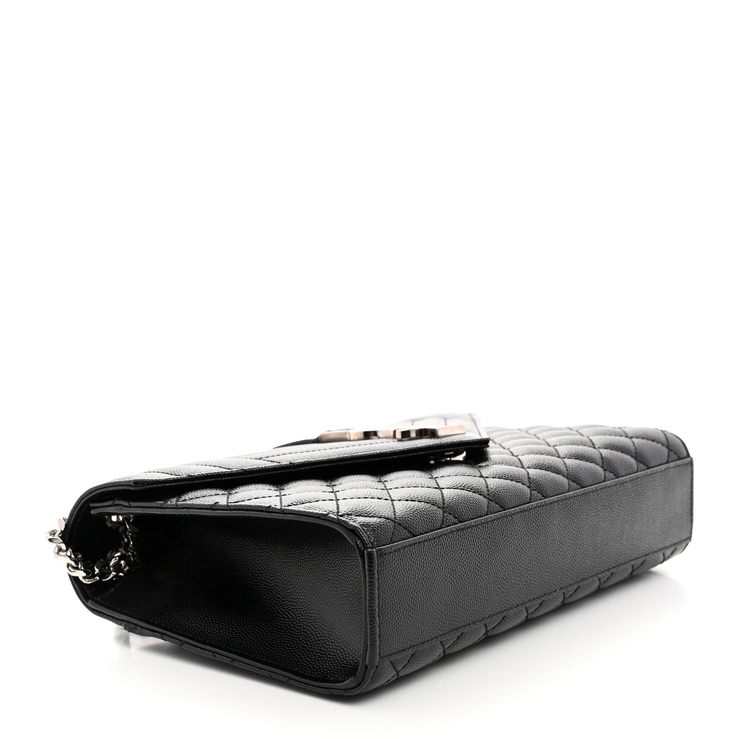 Saint Laurent Grain De Poudre Textured Mixed Matelasse Triquilt Medium Monogram Satchel Black 4 of 11