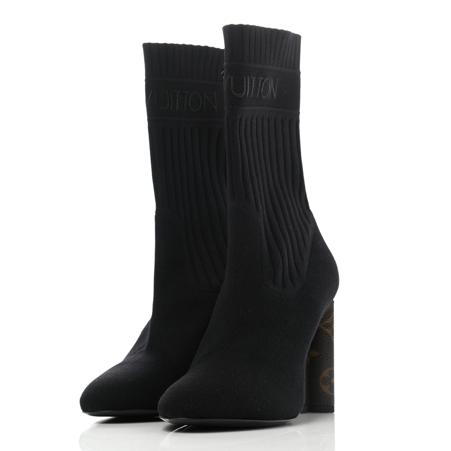 Louis Vuitton Monogram Stretch Fabric Silhouette Ankle Boots 35.5 Black 2 of 4