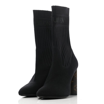 Louis Vuitton Monogram Stretch Fabric Silhouette Ankle Boots 35.5 Black 2 of 4