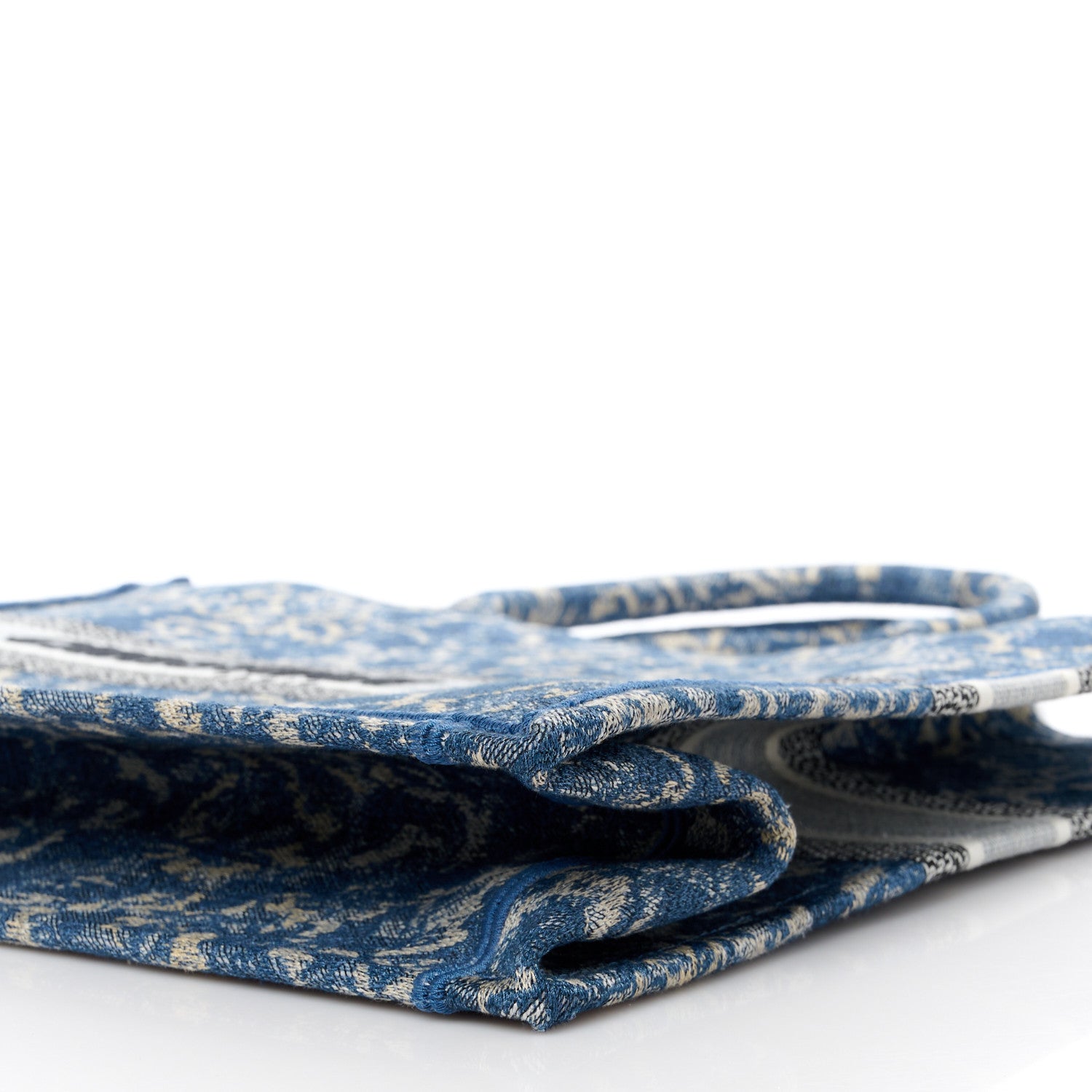 Christian Dior Canvas Embroidered Large Brocart Book Tote Blue 9 of 10