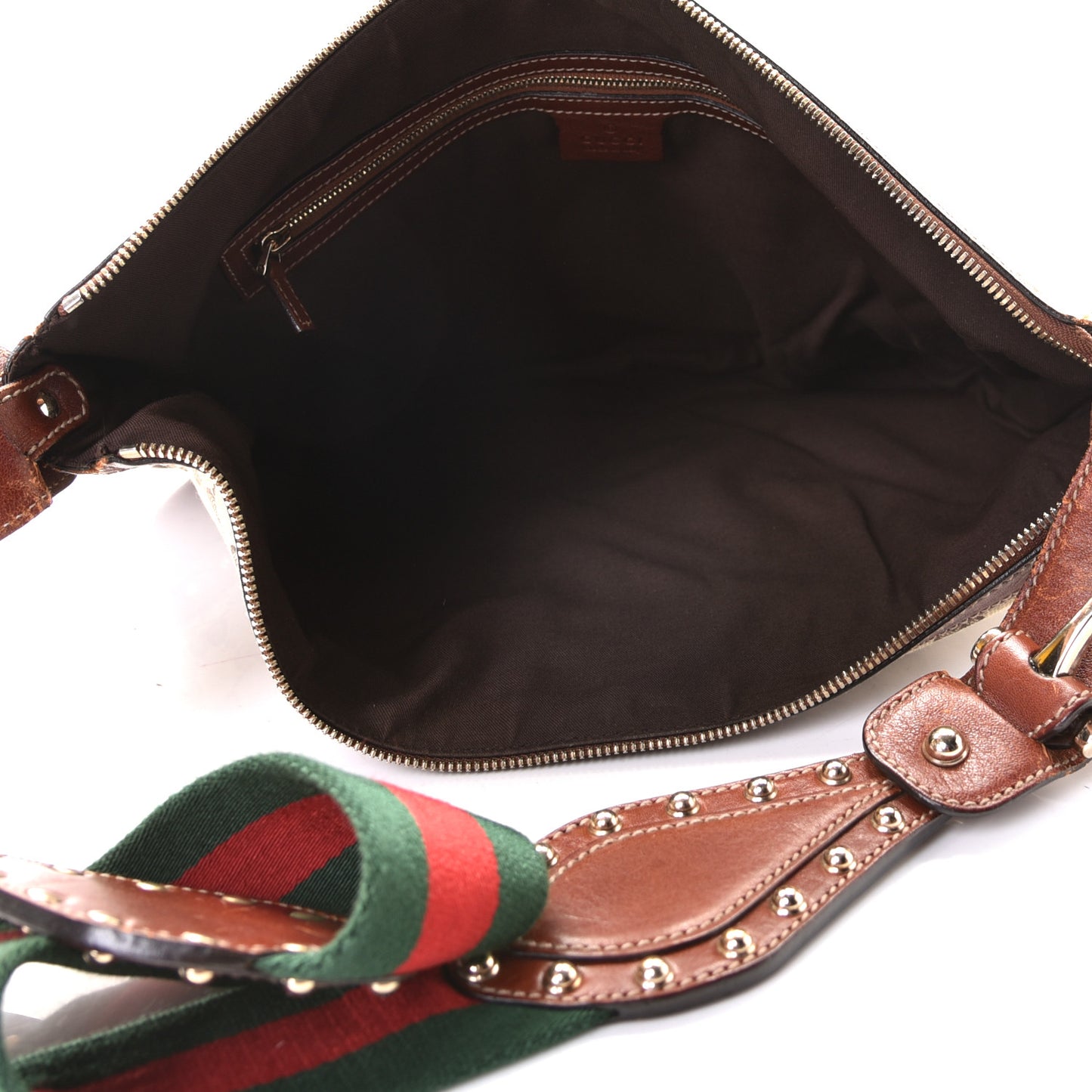 Monogram Web Studded Pelham Shoulder Bag Brown