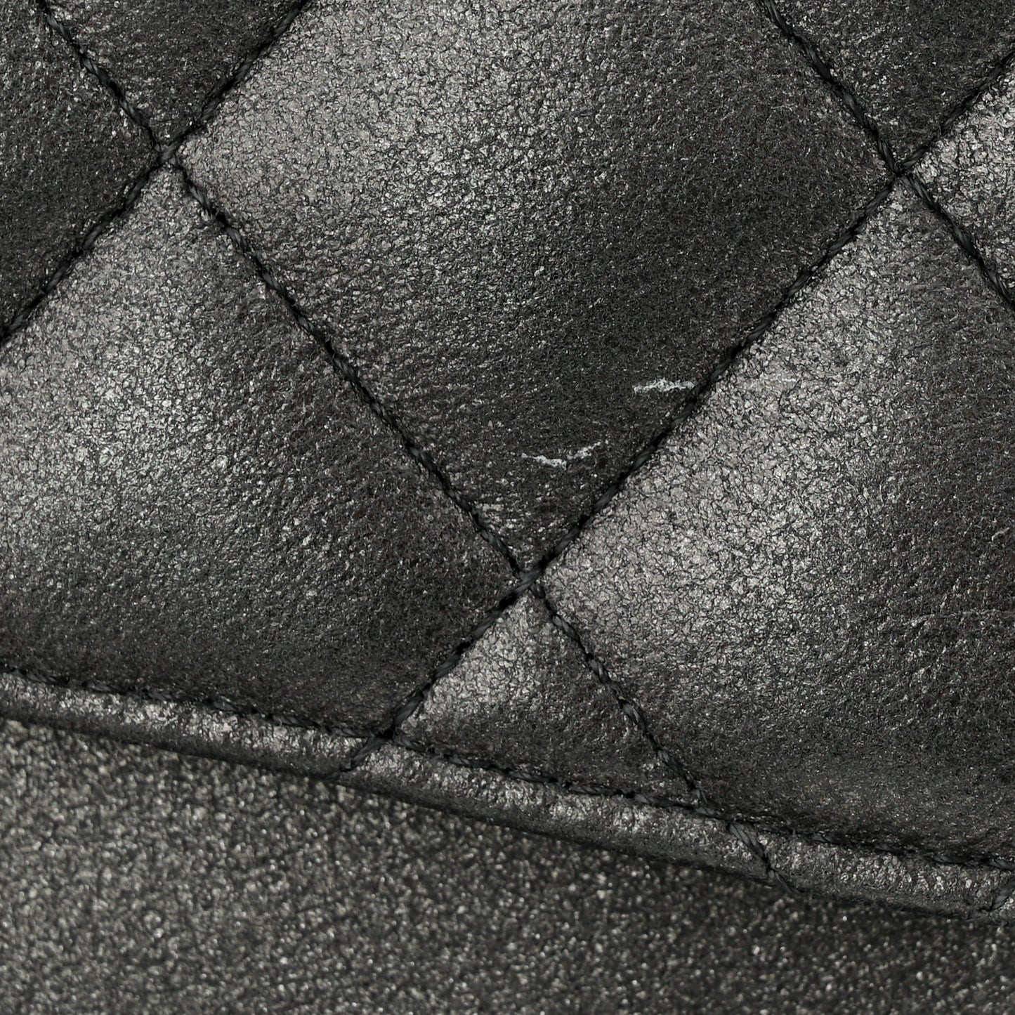 Metallic Lambskin Quilted Medium Double Flap Pewter