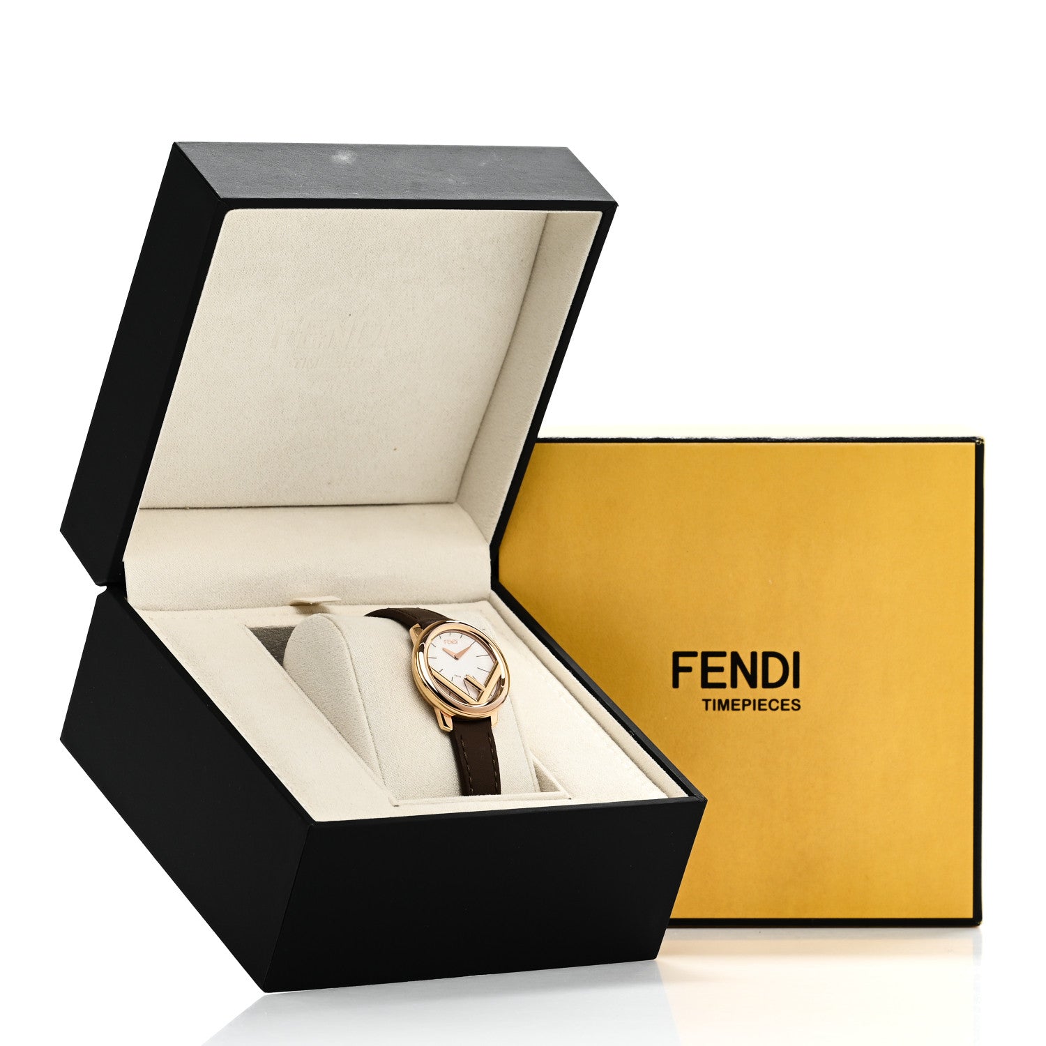Fendi Stainless Steel Calfskin 28mm Run Away Quartz Watch Brown 5 of 5