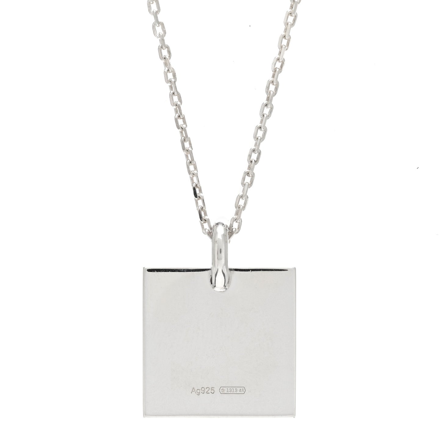Sterling Silver Trademark Logo Square Pendant Necklace