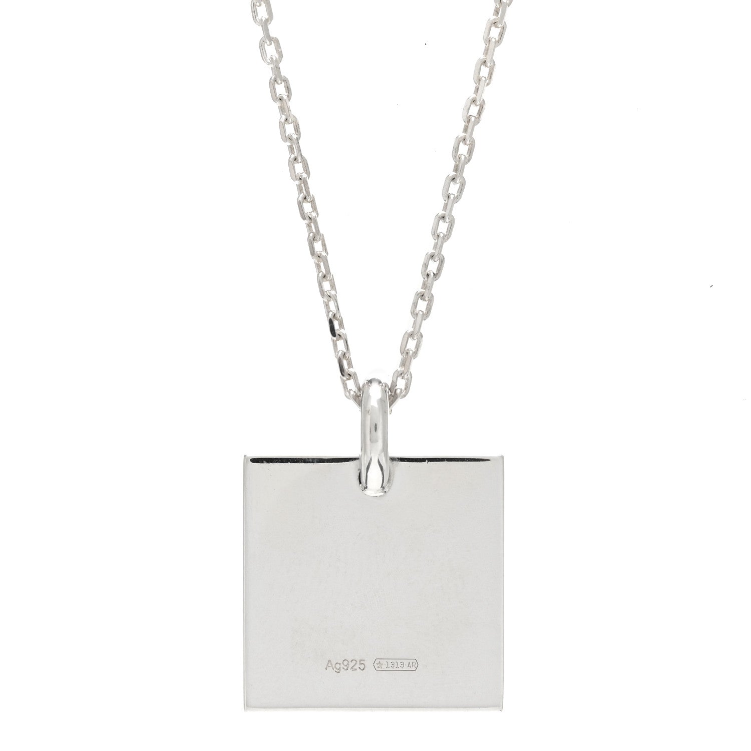 Gucci Sterling Silver Trademark Logo Square Pendant Necklace 3 of 3