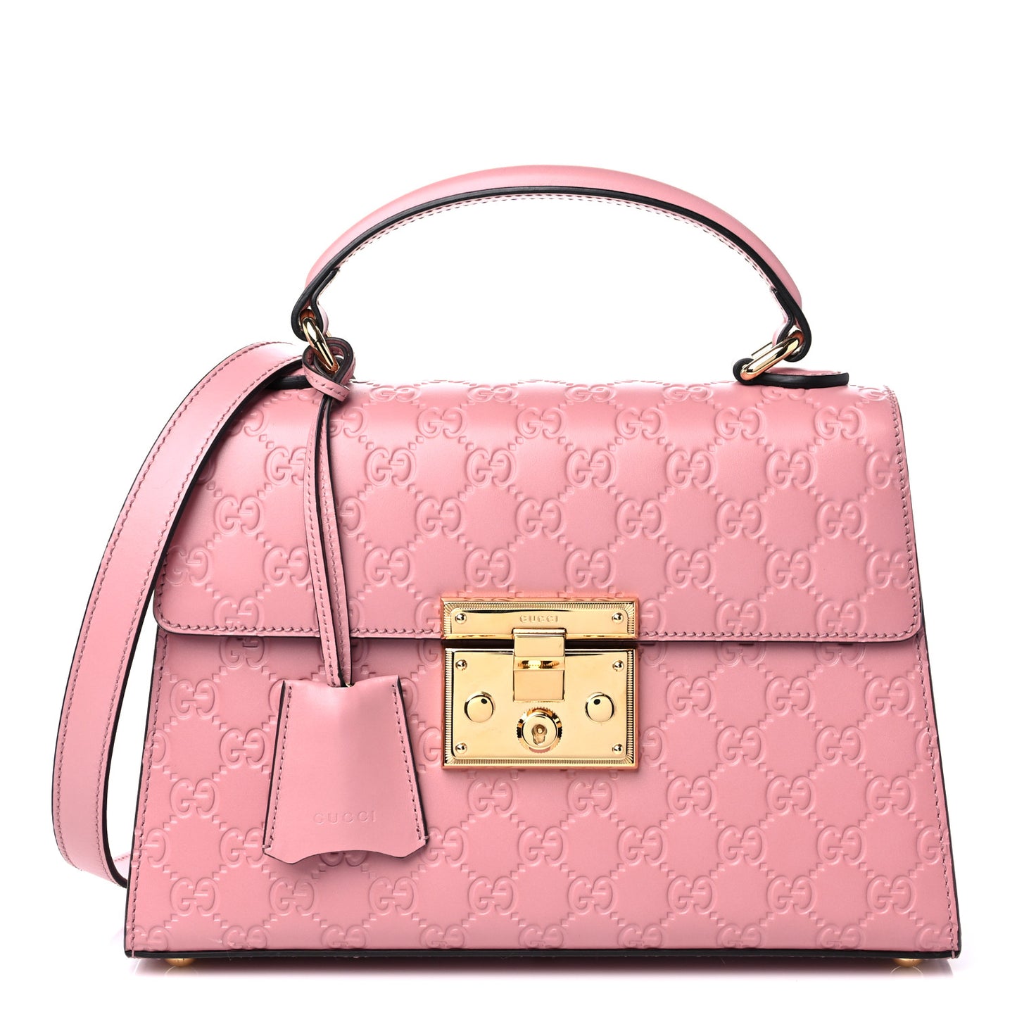 Guccissima Signature Small Padlock Top Handle Bag Rose Baby Candy
