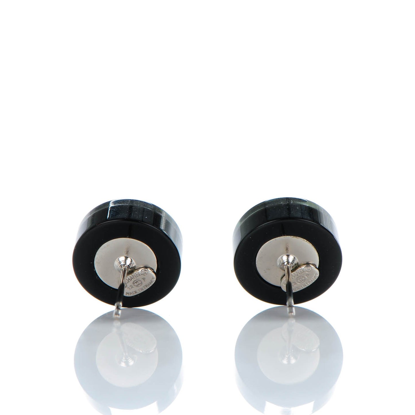 Resin Abalone CC Stud Earrings Black