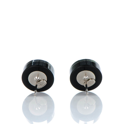 Chanel Resin Abalone CC Stud Earrings Black 3 of 5