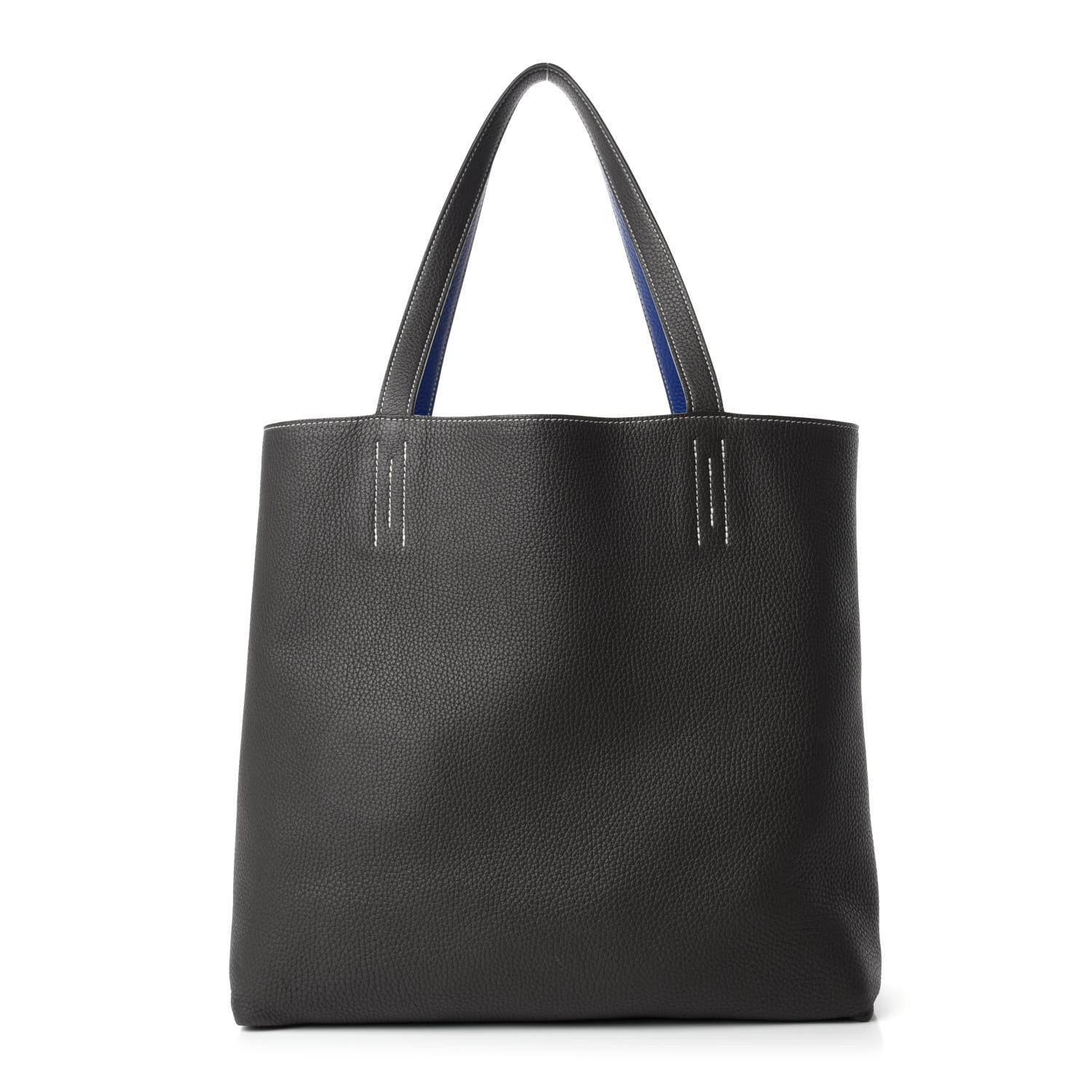 Hermes Taurillon Clemence Double Sens 36 Reversible Tote Graphite Bleu Electrique 9 of 15