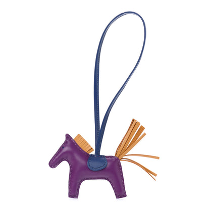 Hermes Milo Lambskin Grigri Rodeo Horse Bag Charm PM Violet Sesame Bleu Saphir 1 of 4