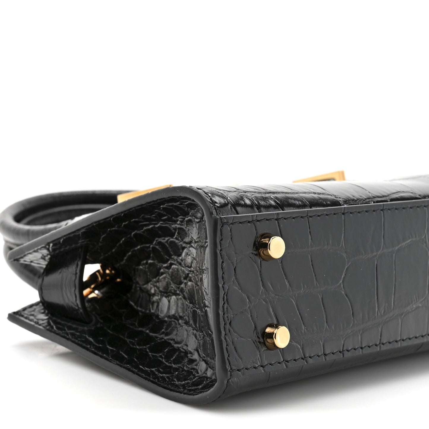 Calfskin Crocodile Embossed Small Medusa '95 Tote Black