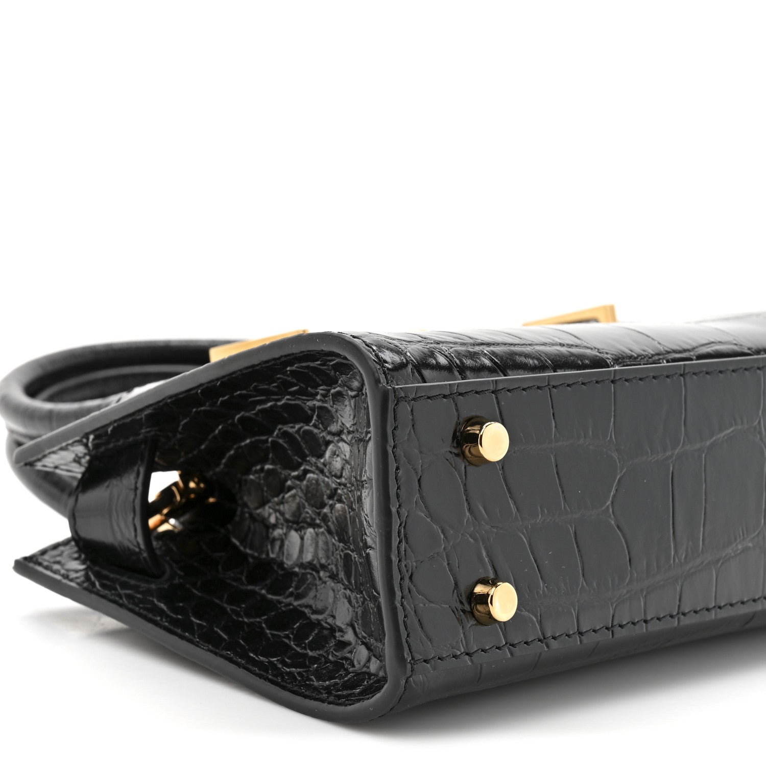 Versace Calfskin Crocodile Embossed Small Medusa '95 Tote Black 8 of 9